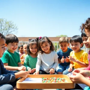 Children participating in after-school learning activities outdoors