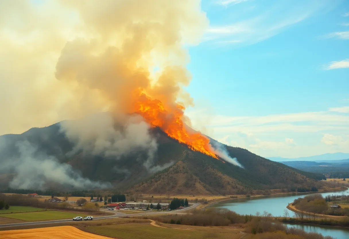Wildfire burning in Klickitat County near Columbia River Gorge
