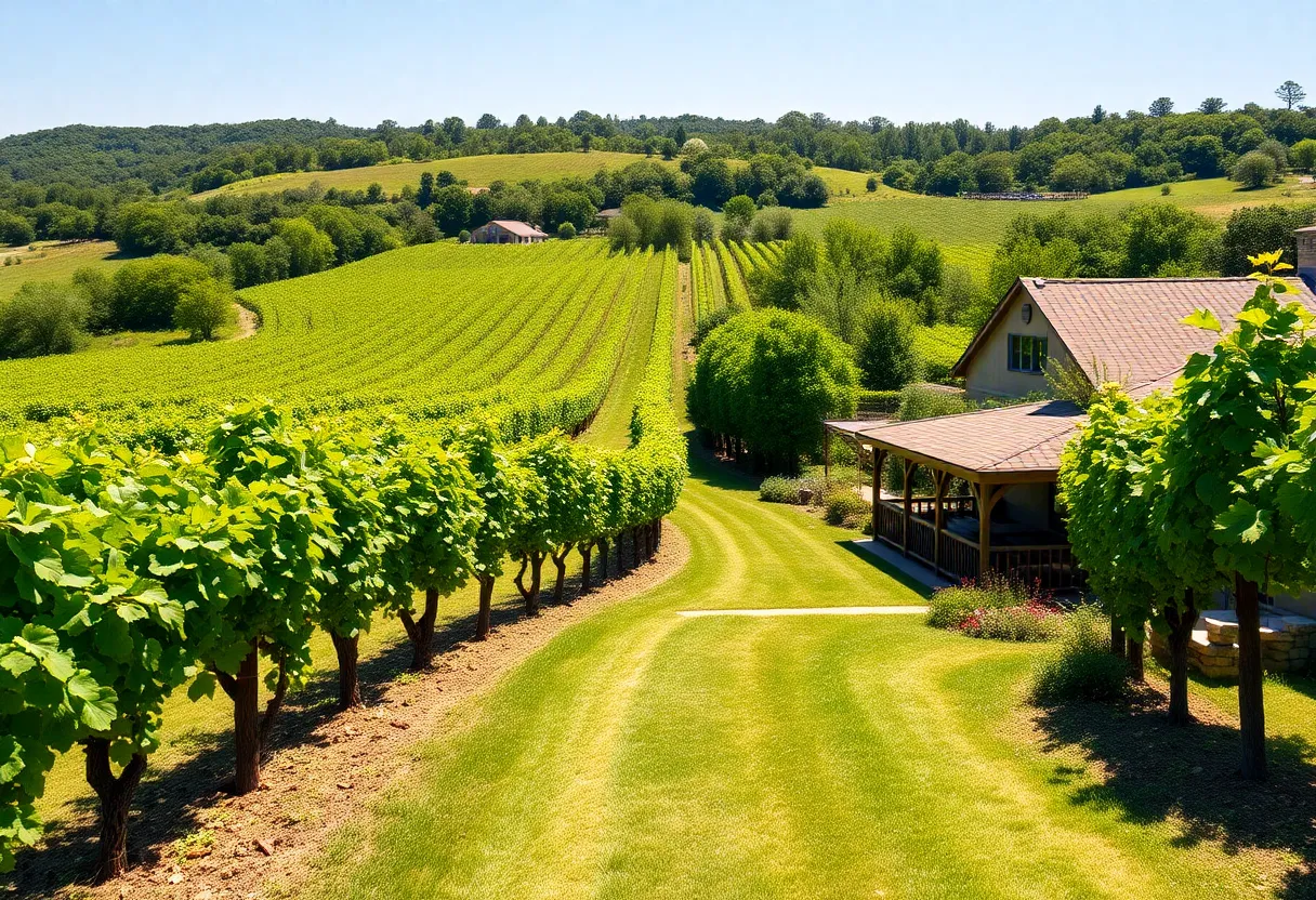 Vibrant vineyard landscape at Del Vino Vineyards