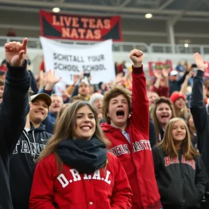 Crowd supporting Dunbar Crimson Tide at the Turkey Bowl