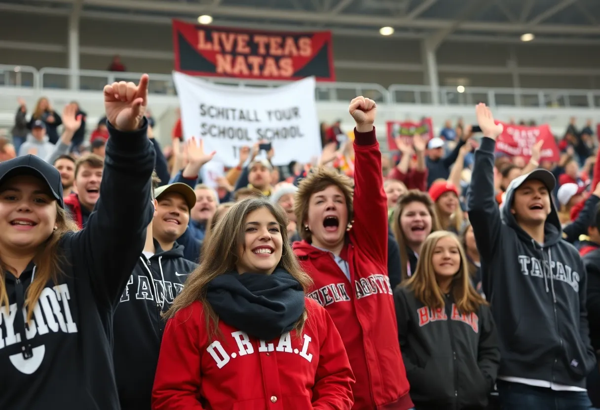 Crowd supporting Dunbar Crimson Tide at the Turkey Bowl