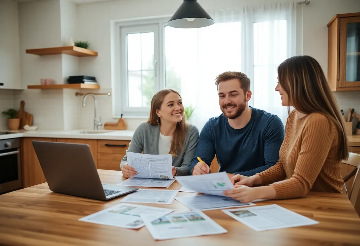 Couple discussing home buying at a kitchen table