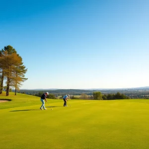 Players competing in a Georgetown men's golf tournament
