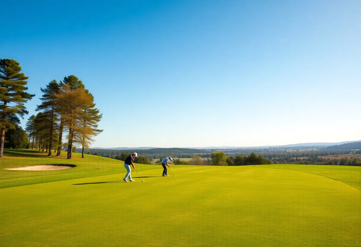 Players competing in a Georgetown men's golf tournament