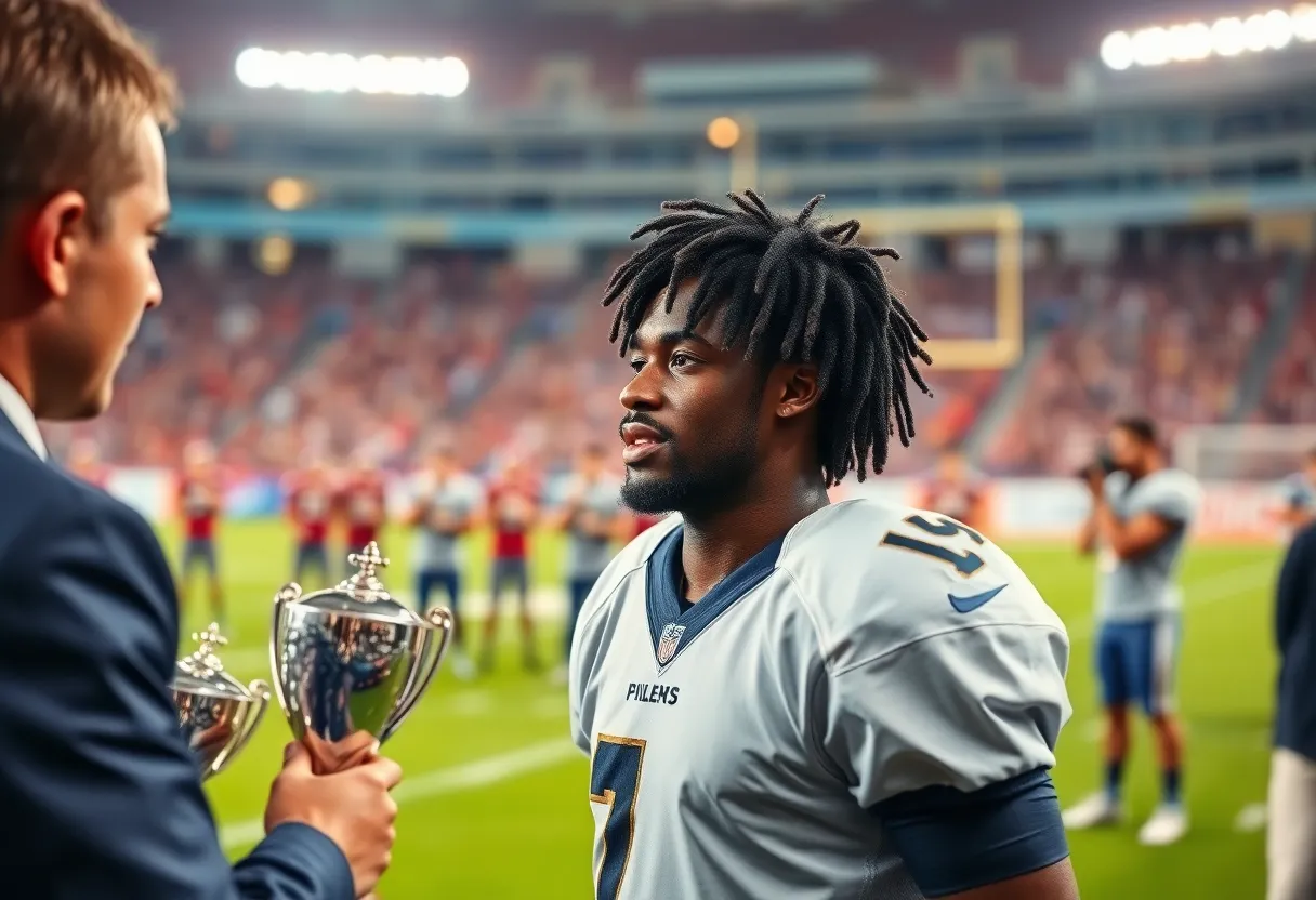 Ceremony honoring a football player at the Hall of Fame