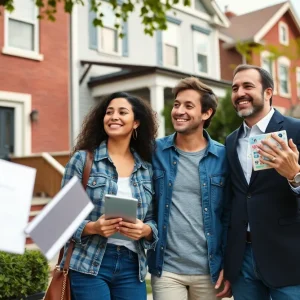 A first-time home buyer couple looking at properties in Washington, DC