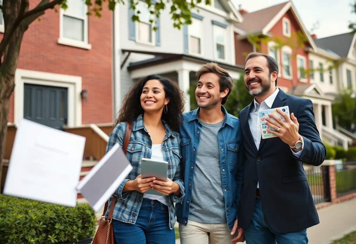 A first-time home buyer couple looking at properties in Washington, DC