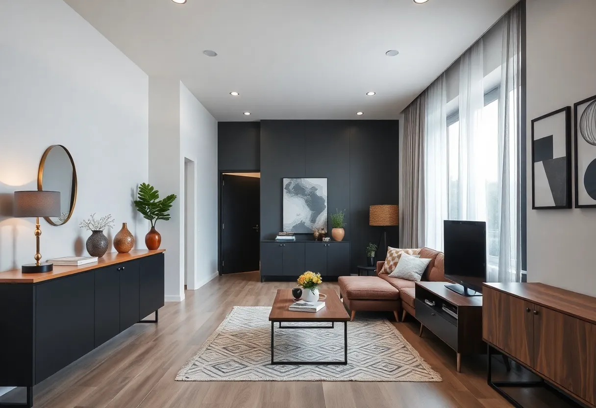 Interior design showcasing various home finishes for modern living.