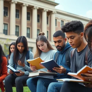 Students on Howard University campus looking worried about financial issues.