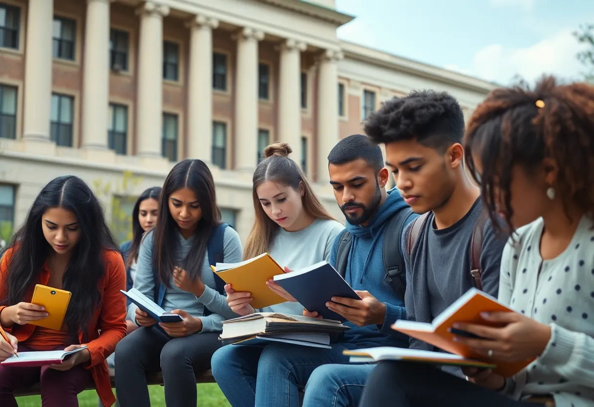 Students on Howard University campus looking worried about financial issues.
