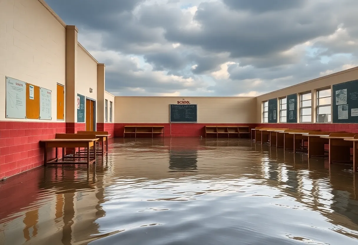 Severe flooding damage at Oneida High School
