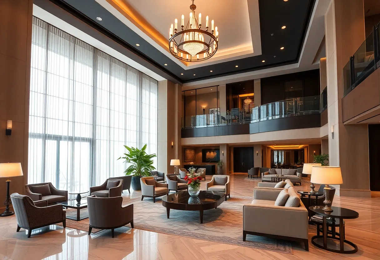 Luxurious lobby of Tivoli La Vie Muscat Hotel