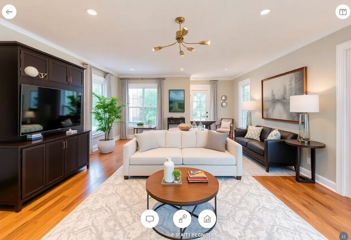 Virtual tour interface displaying a house in Washington, DC
