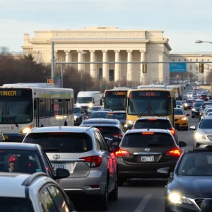 Heavy traffic congestion in Washington D.C.