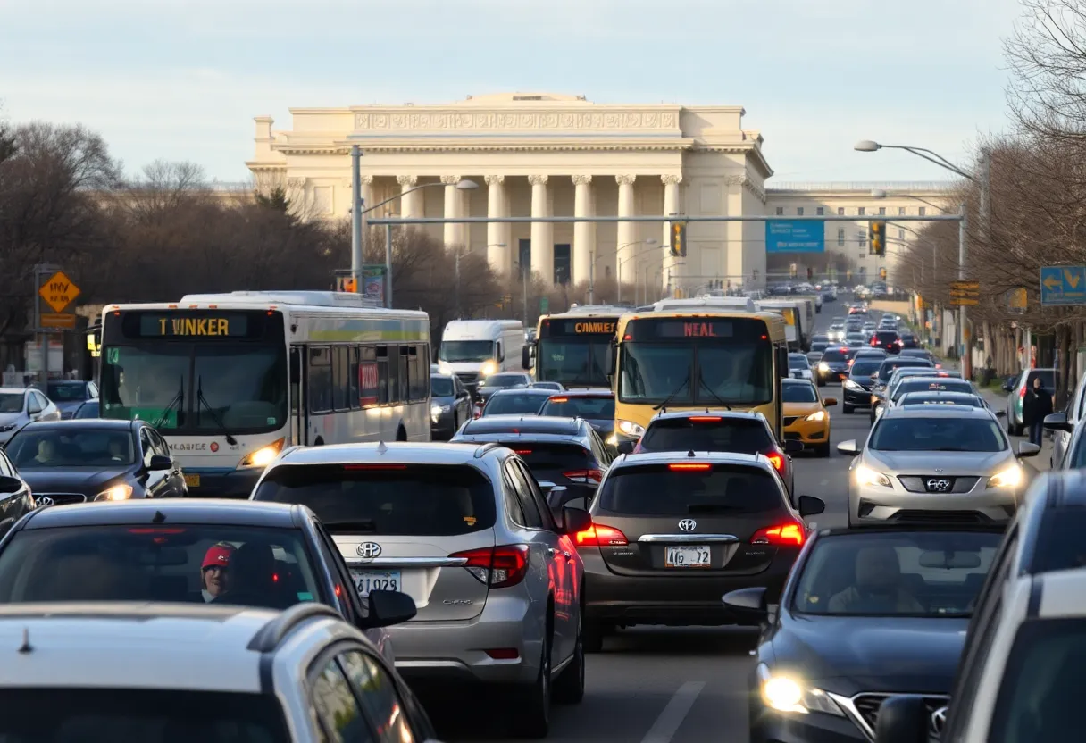 Heavy traffic congestion in Washington D.C.