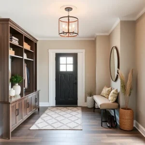 A welcoming entryway with storage solutions and natural light