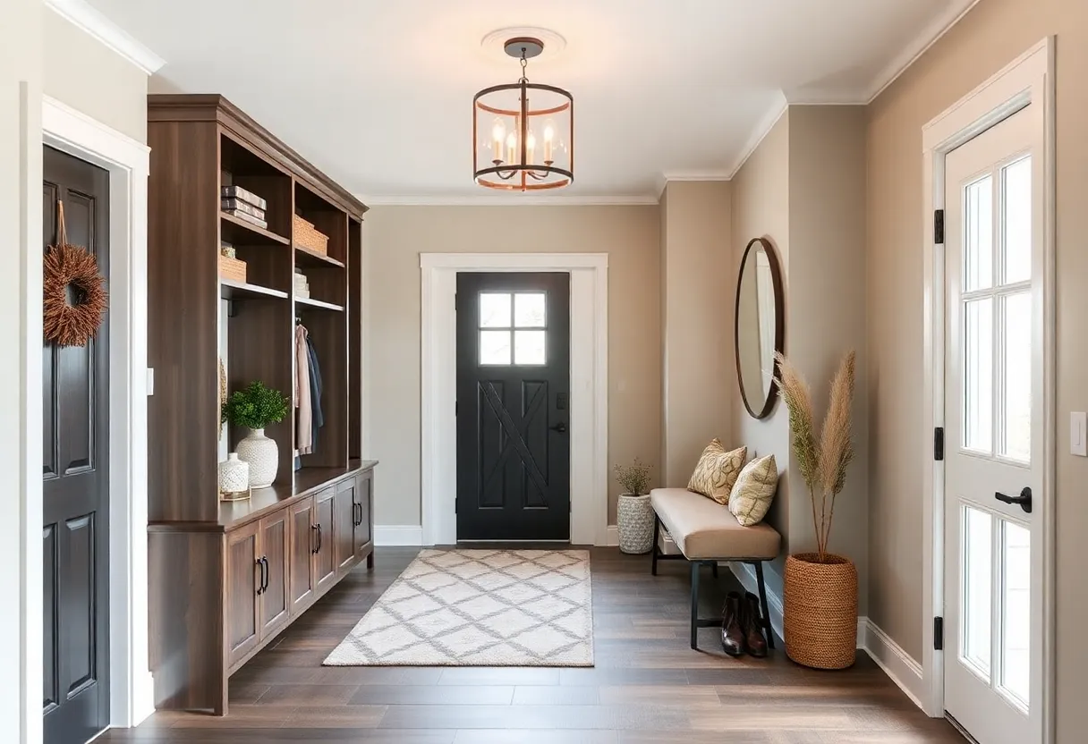 A welcoming entryway with storage solutions and natural light