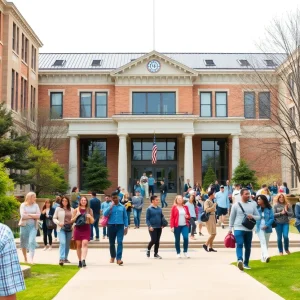 Students studying at Georgetown University campus