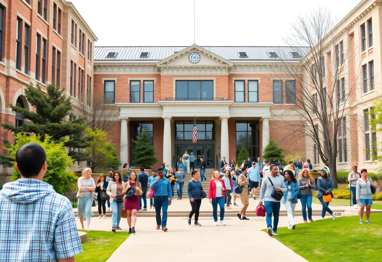 Students studying at Georgetown University campus