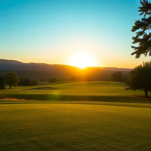 A serene golf course landscape symbolizing academic and athletic success.