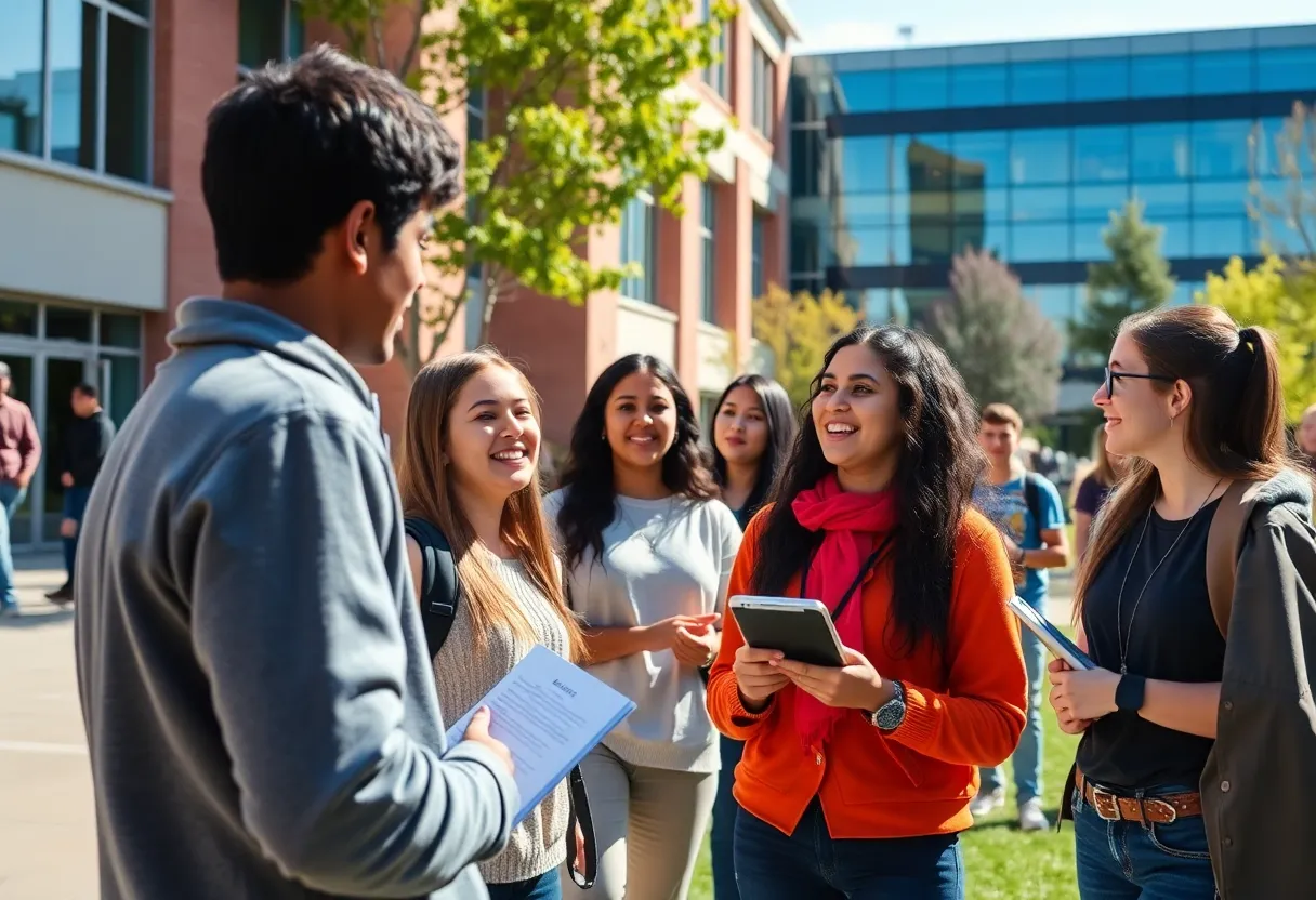 Students engaging in health advocacy activities on a university campus.