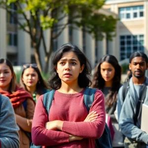 Students showing concern with Howard University campus in the background