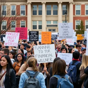 Students protesting for financial aid reforms at Howard University