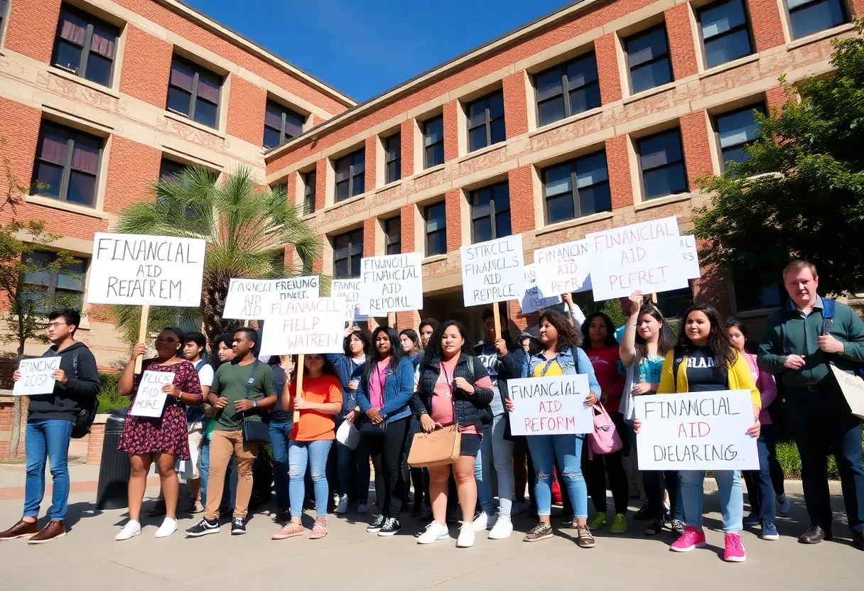 Students protesting outside Howard University for financial aid support