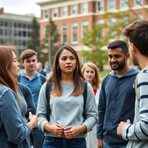 Students discussing tuition issues at Howard University