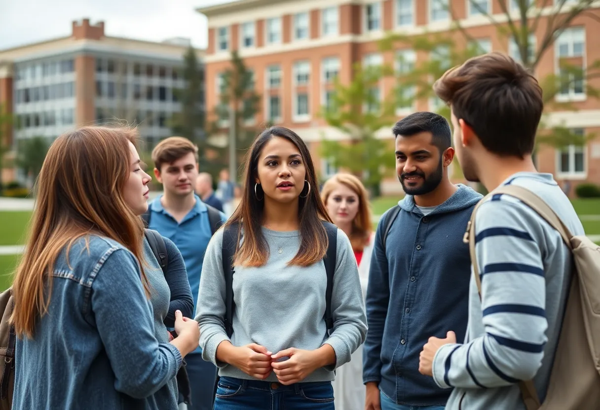 Students discussing tuition issues at Howard University