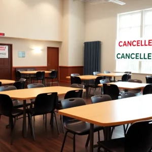 Notice of cancellation for community supper in Jaffrey