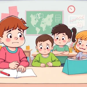 Classroom scene depicting children preparing for kindergarten
