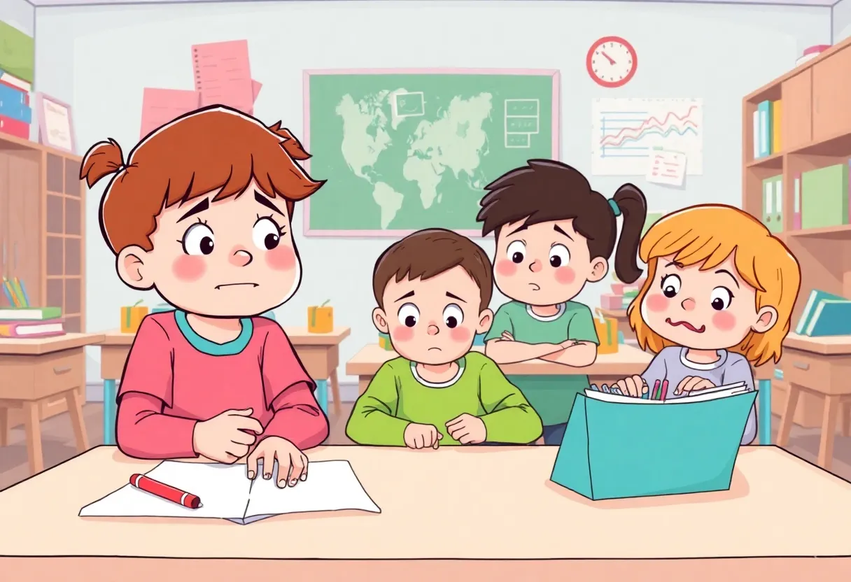 Classroom scene depicting children preparing for kindergarten