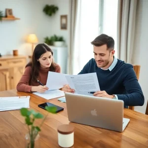 Couple writing an offer letter to buy a house