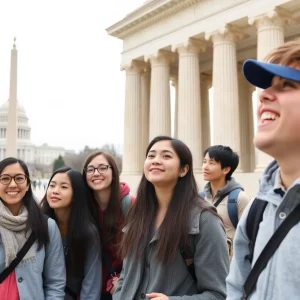 Students touring Washington D.C. landmarks