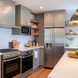 A modern kitchen showcasing a functional layout with stylish elements.
