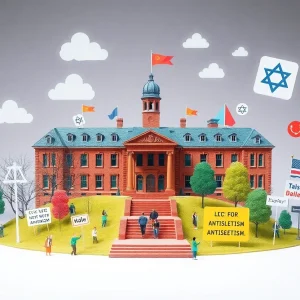 University campus signifying diversity and inclusion efforts against antisemitism