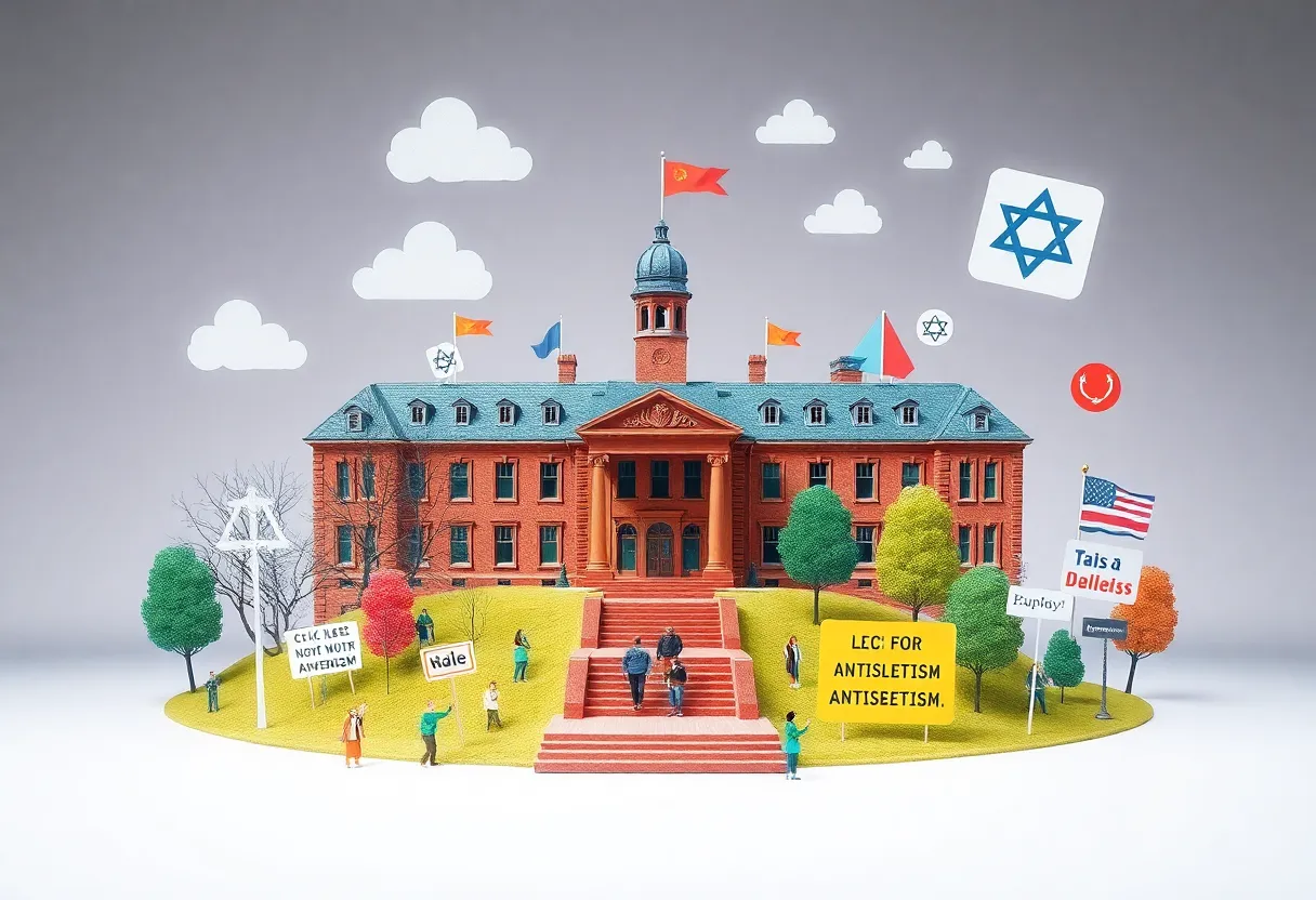 University campus signifying diversity and inclusion efforts against antisemitism