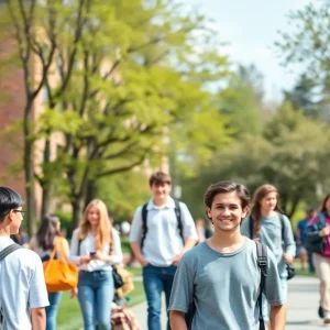 Students at the University of Texas engaged in campus activities