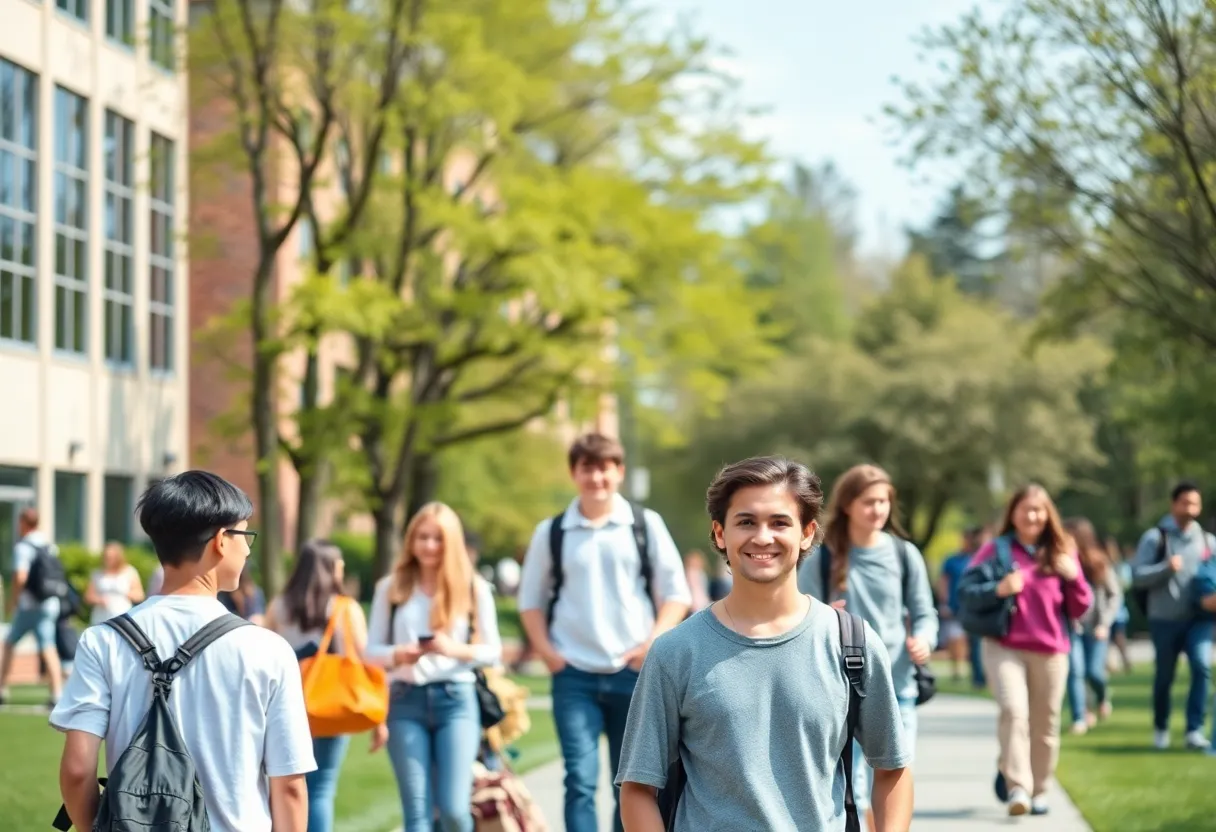 Students at the University of Texas engaged in campus activities
