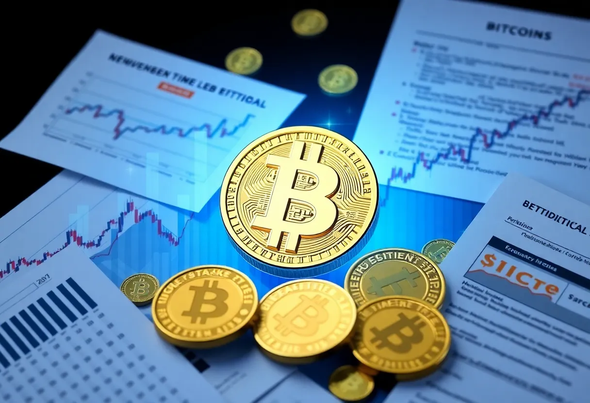 Illustration representing Bitcoin price surge with financial graphs.