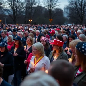 Participants at the vigil for Charlie Kirk holding candles