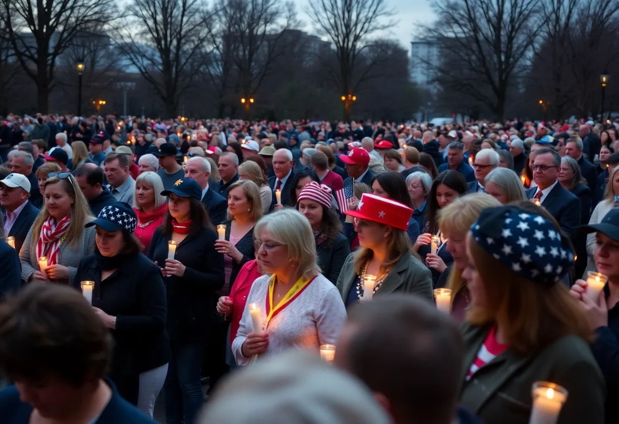 Large crowd gathered at the vigil for Charlie Kirk
