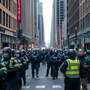 Chicago city street with police activity amidst public safety concerns