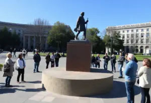 Empty pedestal at National Mall where Trump Epstein statue was located