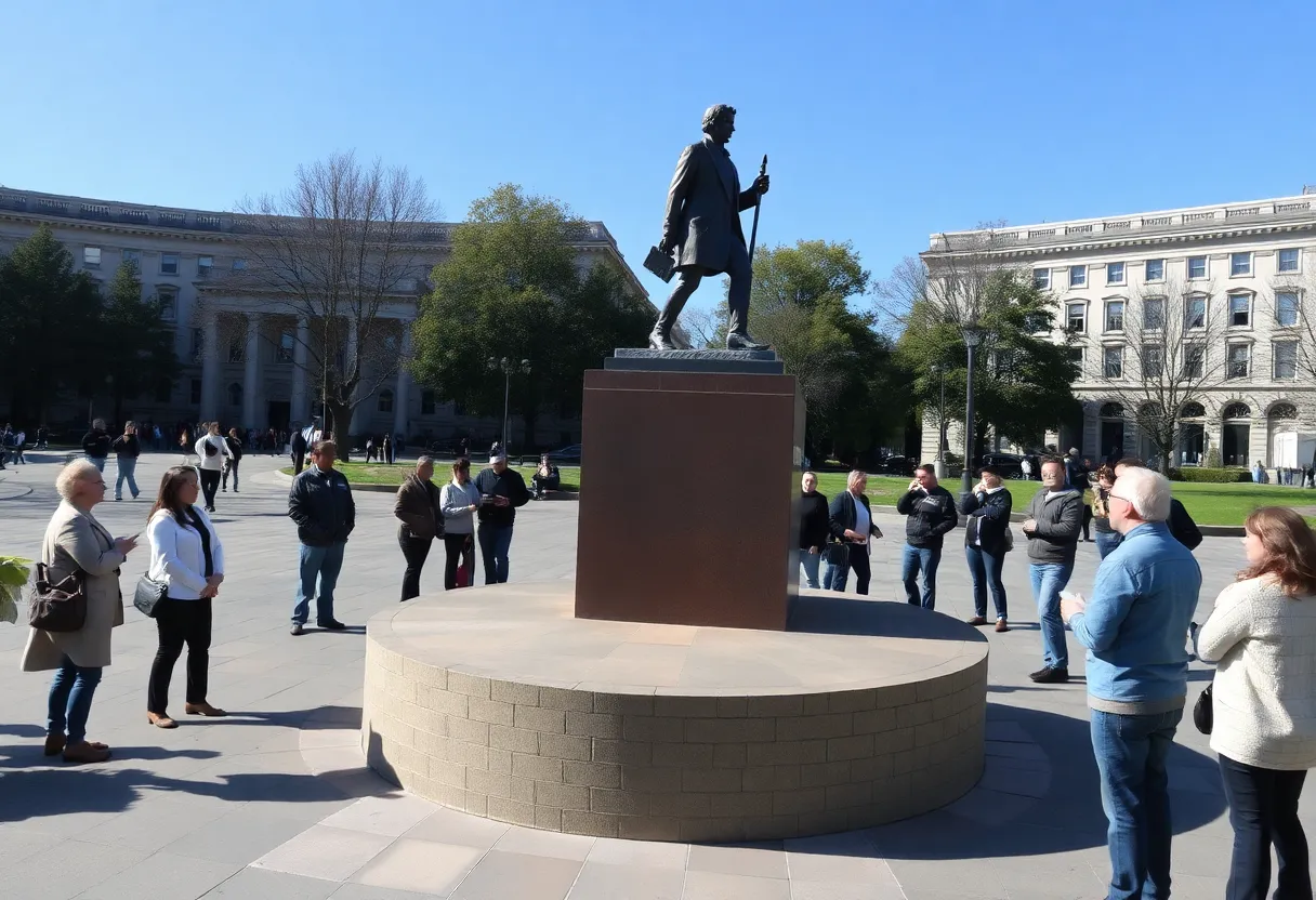 Empty pedestal at National Mall where Trump Epstein statue was located