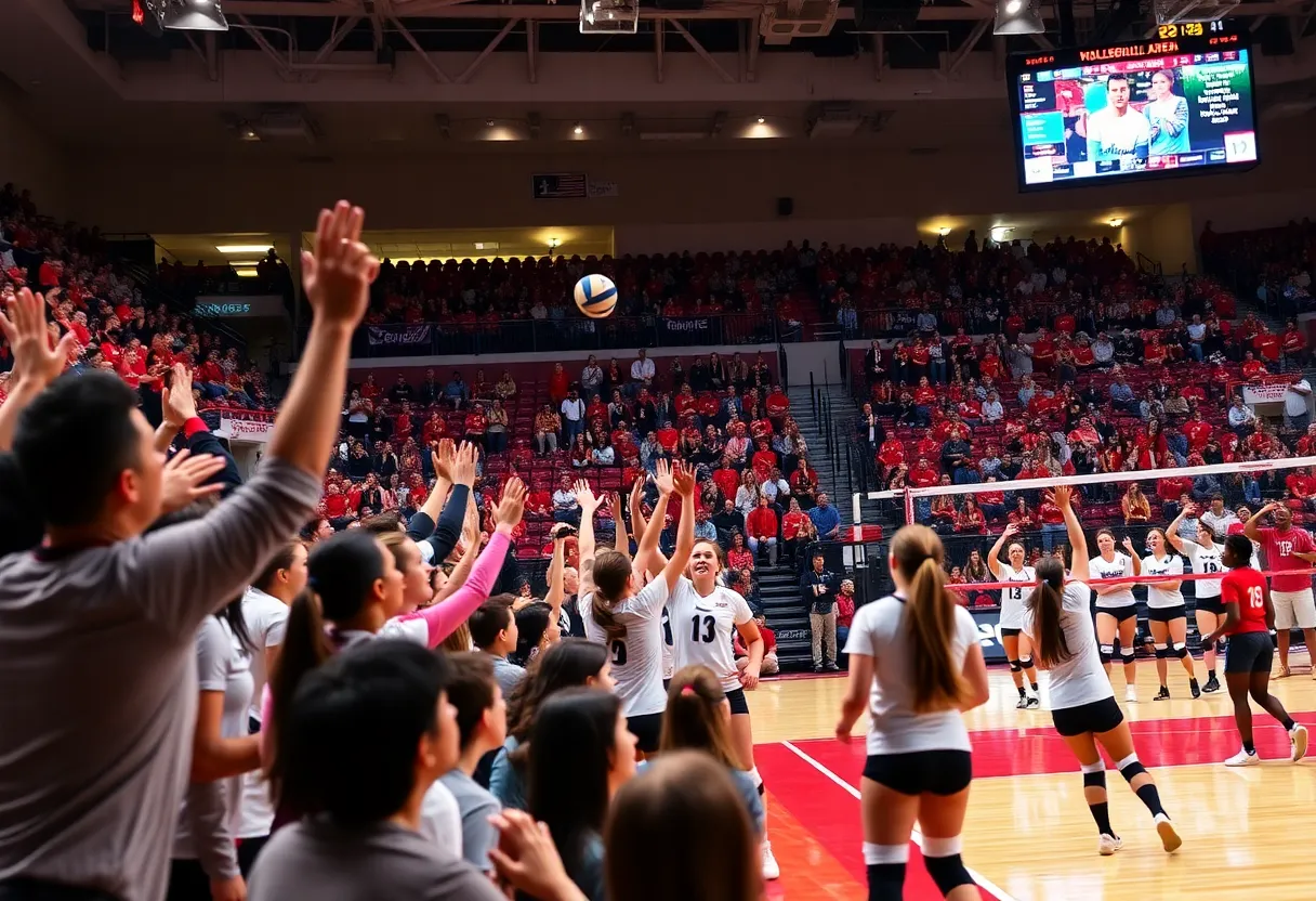 Georgetown University volleyball team competing in a tournament at McDonough Arena