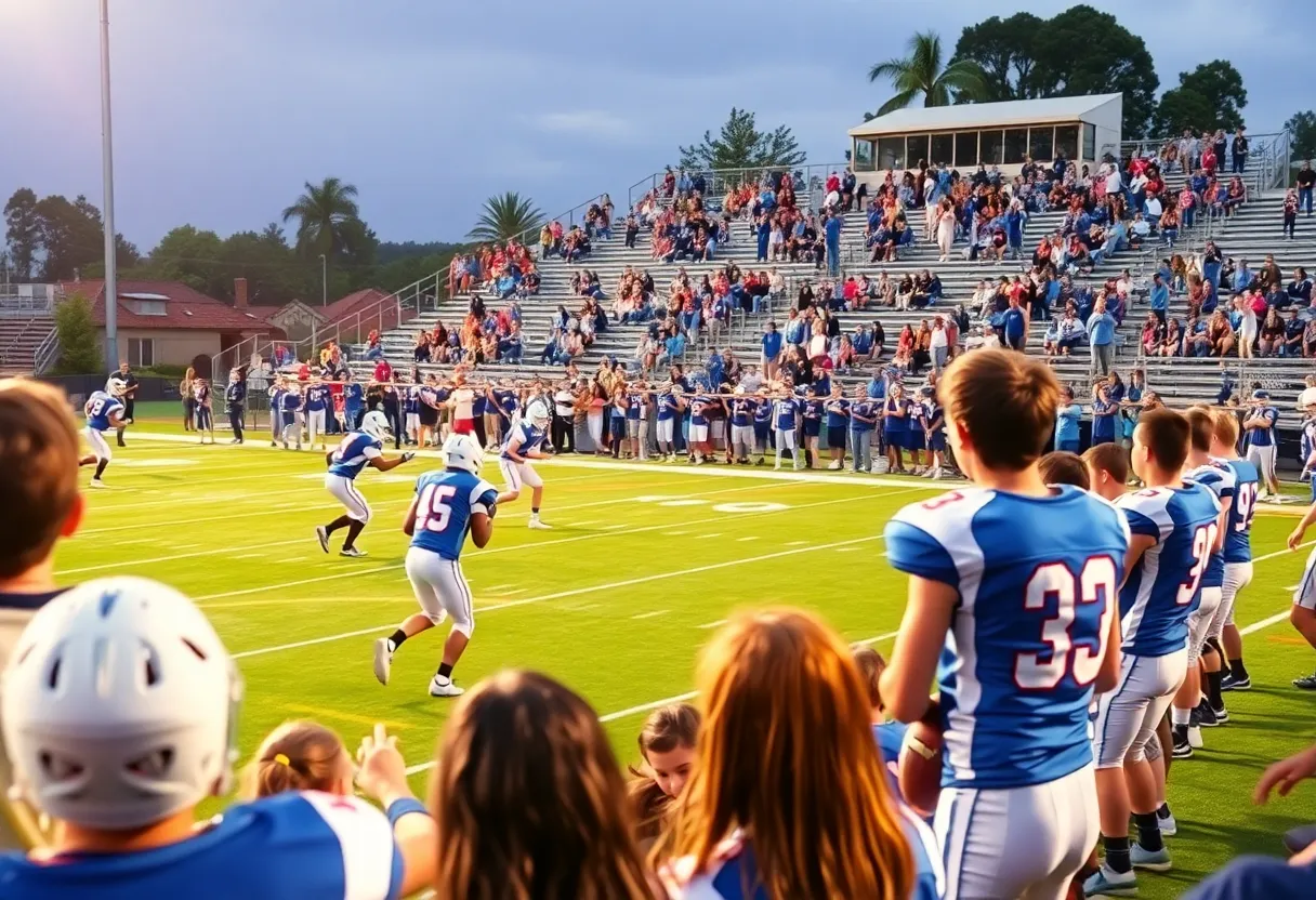 Gonzaga College football team playing during a game