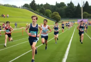 Athletes from George Washington University competing in a cross country meet in Leesburg