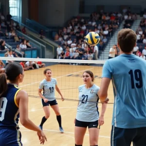 GW volleyball team celebrating their victory